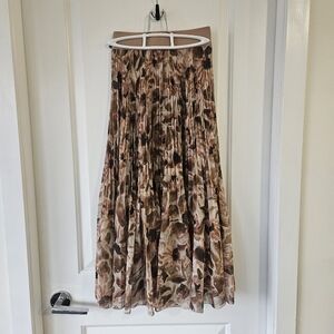 Aritza Wilfred Twirl Pleated Chiffon Midi Skirt Birch Size Extra Small
